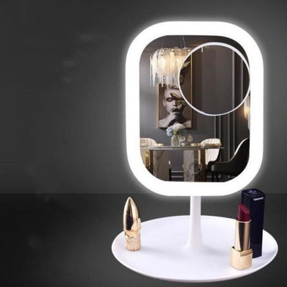 Desktop Dressing Mirror with Light Bulb Fill Light