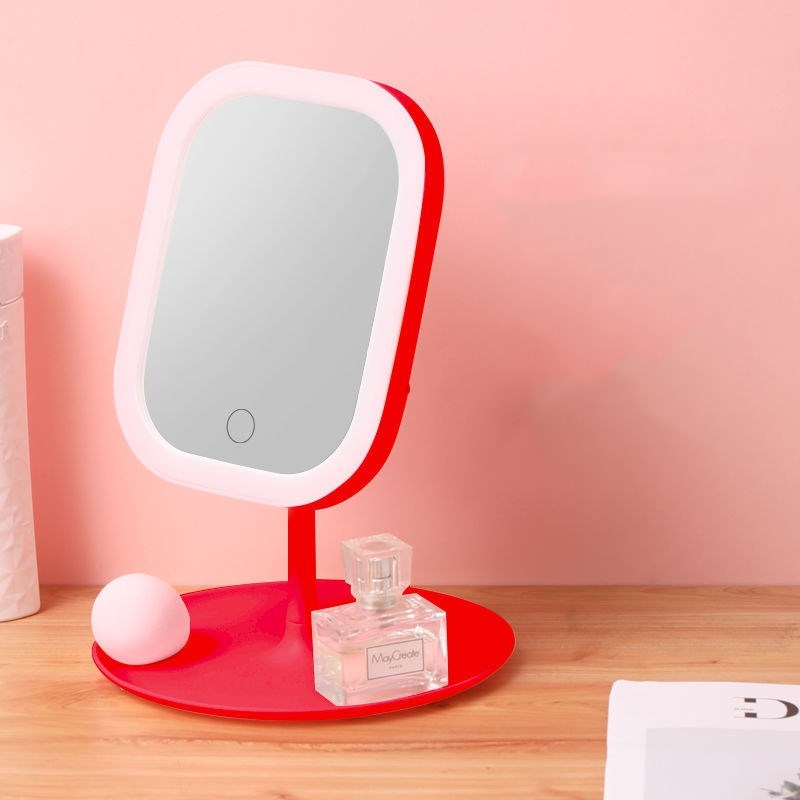 Desktop Dressing Mirror with Light Bulb Fill Light