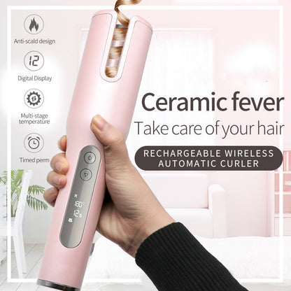 Wireless Automatic Curler with LCD Screen & Ceramic Heating